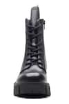 Shop_Dang Shoes_Black Plain Lace Up Designer Boots _at_Aza_Fashions