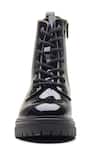 Dang Shoes_Black Plain Grunge Patent Leather Boots _Online_at_Aza_Fashions
