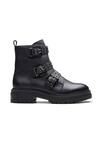 Dang Shoes_Black Metal Accents Genuine Leather Biker Boots _Online_at_Aza_Fashions