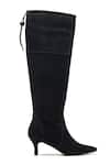 Dang Shoes_Black Plain Suede Leather Long Boots _Online_at_Aza_Fashions