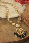 Buy_Riana Jewellery_Gold Plated Stones Kundan And Emerald Long Pendant Necklace Set _Online_at_Aza_Fashions
