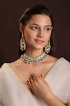 Buy_Riana Jewellery_Green Pearls, Beads Floret Kundan Choker Necklace Set _at_Aza_Fashions