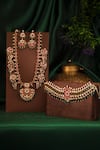 Buy_Riana Jewellery_Pink Pearls, Stones Chand Noor Kundan Jewellery Set _at_Aza_Fashions