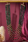 Shop_Riana Jewellery_Green Five Layered Maala Necklace _at_Aza_Fashions