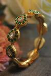 Shop Riana Jewellery Green Kundan Teardrop Embellished Bangle Online at Aza Fashions Shop_Riana Jewellery_Green Kundan Teardrop Embellished Bangle _Online_at_Aza_Fashions