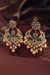 Shop_Riana Jewellery_Green Pearls, Zari Gulshan Kundan And Chandbalis _at_Aza_Fashions