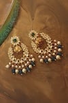 Shop_Riana Jewellery_Blue Gul Kundan And Bead Chandbalis _at_Aza_Fashions