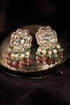 Shop_Riana Jewellery_Pink Glitter, Stones, Pearls Flower Tassel Earrings _at_Aza_Fashions
