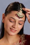 Buy_Riana Jewellery_Red Floral Drop Jadtar Stone Maangtikka _at_Aza_Fashions