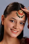 Buy_Riana Jewellery_Pink Real Jadtar Stones Floral Half Moon Maangtikka _at_Aza_Fashions