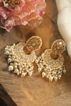 Shop_Riana Jewellery_Gold Plated Rhinestones, Pearls Jadtar Stone Chaandbali Earrings _at_Aza_Fashions