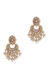 Riana Jewellery_Gold Plated Rhinestones, Pearls Jadtar Stone Chaandbali Earrings _Online_at_Aza_Fashions