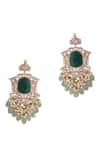 Shop Riana Jewellery Green Stones Emerald Moissanite Earrings at Aza Fashions Shop_Riana Jewellery_Green Stones Emerald Moissanite Earrings _at_Aza_Fashions