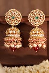 Shop_Riana Jewellery_White Zari, Pearls, Beads Floral Jadtar Stone Jhumkas _at_Aza_Fashions