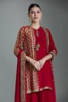 Buy_Nakul Sen_Red Chiffon Embroidered Sequin Tie-up Kurta Gharara Set 