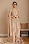 Buy_Nakul Sen_Peach Chiffon Embroidered Sequin Round Kurta Palazzo Set _at_Aza_Fashions