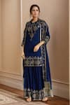 Buy_Nakul Sen_Blue Chiffon Embroidered Sequin Tie-up Cutdana Kurta Sharara Set _at_Aza_Fashions