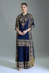 Nakul Sen_Blue Chiffon Embroidered Sequin Tie-up Cutdana Kurta Sharara Set _at_Aza_Fashions