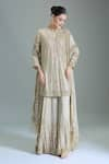 Buy_Nakul Sen_Grey Chiffon Embroidered Sequin Key Hole Kurta Sharara Set _Online_at_Aza_Fashions