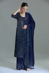 Buy_Nakul Sen_Blue Chiffon Embroidered Sequin Round Straight Kurta Set 