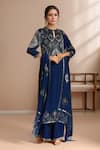 Buy_Nakul Sen_Blue Chiffon Embroidered Cutdana Key Hole Geometric Kurta Palazzo Set _at_Aza_Fashions