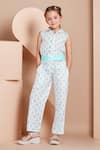 Shop Petite Pomme White Cotton Floral Block Print Jumpsuit at Aza Fashions Shop_Petite Pomme_White Cotton Floral Block Print Jumpsuit _at_Aza_Fashions