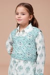 Buy Petite Pomme White Cotton Embroidery Floral Block Print Kurta Set With Crop Jacket Online at Aza Fashions Buy_Petite Pomme_White Cotton Embroidery Floral Block Print Kurta Set With Crop Jacket _Online_at_Aza_Fashions