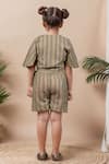 Shop Petite Pomme Beige Cotton Stripe Print Wrap Top And Shorts Set at Aza Fashions Shop_Petite Pomme_Beige Cotton Stripe Print Wrap Top And Shorts Set _at_Aza_Fashions
