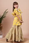 Petite Pomme Yellow Cotton Lace Floral Print One Shoulder Kurta Set at Aza Fashions Petite Pomme_Yellow Cotton Lace Floral Print One Shoulder Kurta Set _at_Aza_Fashions