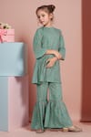 Buy Petite Pomme Green Cotton Embroidery Floral Print A-line Kurta And Sharara Set Online at Aza Fashions Buy_Petite Pomme_Green Cotton Embroidery Floral Print A-line Kurta And Sharara Set _Online_at_Aza_Fashions