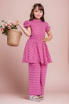 Petite Pomme Pink Cotton Floral Print Smocked Waist Tunic And Pant Set Online at Aza Fashions Petite Pomme_Pink Cotton Floral Print Smocked Waist Tunic And Pant Set _Online_at_Aza_Fashions