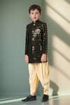Shop_Petite Pomme_Black Polyester Sequins Embellished Sherwani And Salwar_at_Aza_Fashions