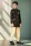 Shop_Petite Pomme_Black Polyester Sequins Embellished Sherwani And Salwar_Online