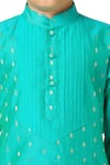 Petite Pomme_Green Chanderi, Crepe Zari Pintuck Butta Kurta Set _Online_at_Aza_Fashions