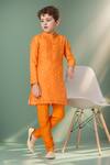 Buy_Petite Pomme_Orange Chanderi, Crepe Zari Pintuck Butta Kurta Set _at_Aza_Fashions
