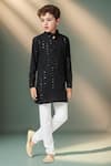 Buy_Petite Pomme_Black Cotton Sequins, Embroidery Kurta Set _at_Aza_Fashions