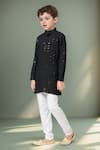 Buy_Petite Pomme_Black Cotton Sequins, Embroidery Kurta Set _Online_at_Aza_Fashions