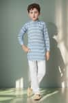 Petite Pomme_Blue Cotton Stripe Kurta Set With Churidar _at_Aza_Fashions