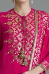 Nakul Sen_Pink Chiffon Embroidered Geometric Tie-up Kurta Gharara Set _Online_at_Aza_Fashions