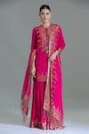 Nakul Sen_Pink Chiffon Embroidered Geometric Tie-up Kurta Gharara Set _at_Aza_Fashions