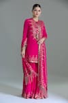 Buy_Nakul Sen_Pink Chiffon Embroidered Geometric Tie-up Kurta Gharara Set 