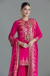 Shop_Nakul Sen_Pink Chiffon Embroidered Geometric Tie-up Kurta Gharara Set 