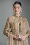 Nakul Sen_Beige Chiffon Embroidered Sequin Band Collar Kurta Set _Online_at_Aza_Fashions