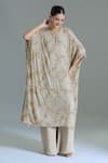 Buy_Nakul Sen_Grey Chiffon Embroidered Sequin Kaftan Round Palazzo Set 