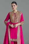 Nakul Sen_Pink Chiffon Embroidered Sequin Tie-up Bead Kurta Gharara Set _Online_at_Aza_Fashions