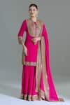 Buy_Nakul Sen_Pink Chiffon Embroidered Sequin Tie-up Bead Kurta Gharara Set _Online_at_Aza_Fashions