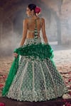 Anushree Reddy_Green Blouse And Lehenga Raw Silk Embroidery Floral Hustle Kalidar Bridal Set _Online_at_Aza_Fashions