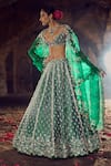 Anushree Reddy_Green Blouse And Lehenga Raw Silk Embroidery Floral Hustle Kalidar Bridal Set _at_Aza_Fashions