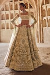 Buy_Anushree Reddy_Blue Blouse And Lehenga Organza Embroidery Sequins Square Naina Bridal Set _at_Aza_Fashions