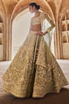 Shop_Anushree Reddy_Blue Blouse And Lehenga Organza Embroidery Sequins Square Naina Bridal Set _Online_at_Aza_Fashions